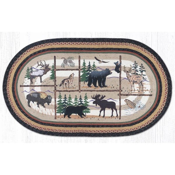 H2H 20 x 30 in. Jute Oval Lodge Animals Patch H22548488